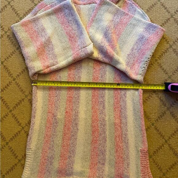 Splendid pastel striped knit pullover tunic w hood, ties, kangaroo pocket. XS/S - Picture 9 of 13